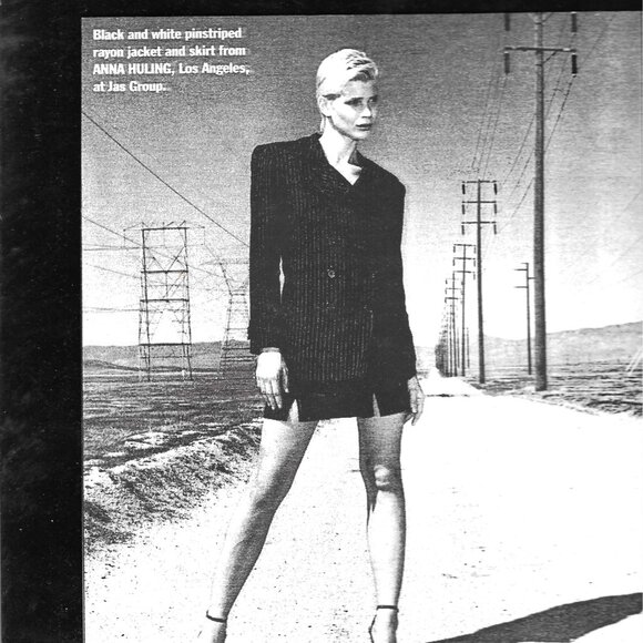 Anna Huling Black Pinstriped Rayon Blazer - Picture 10 of 15